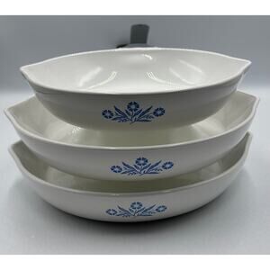 Corning Ware Cornflower Skillet P-910-B 10" & P-908-B 8.5" 3pc Set Without Lids
